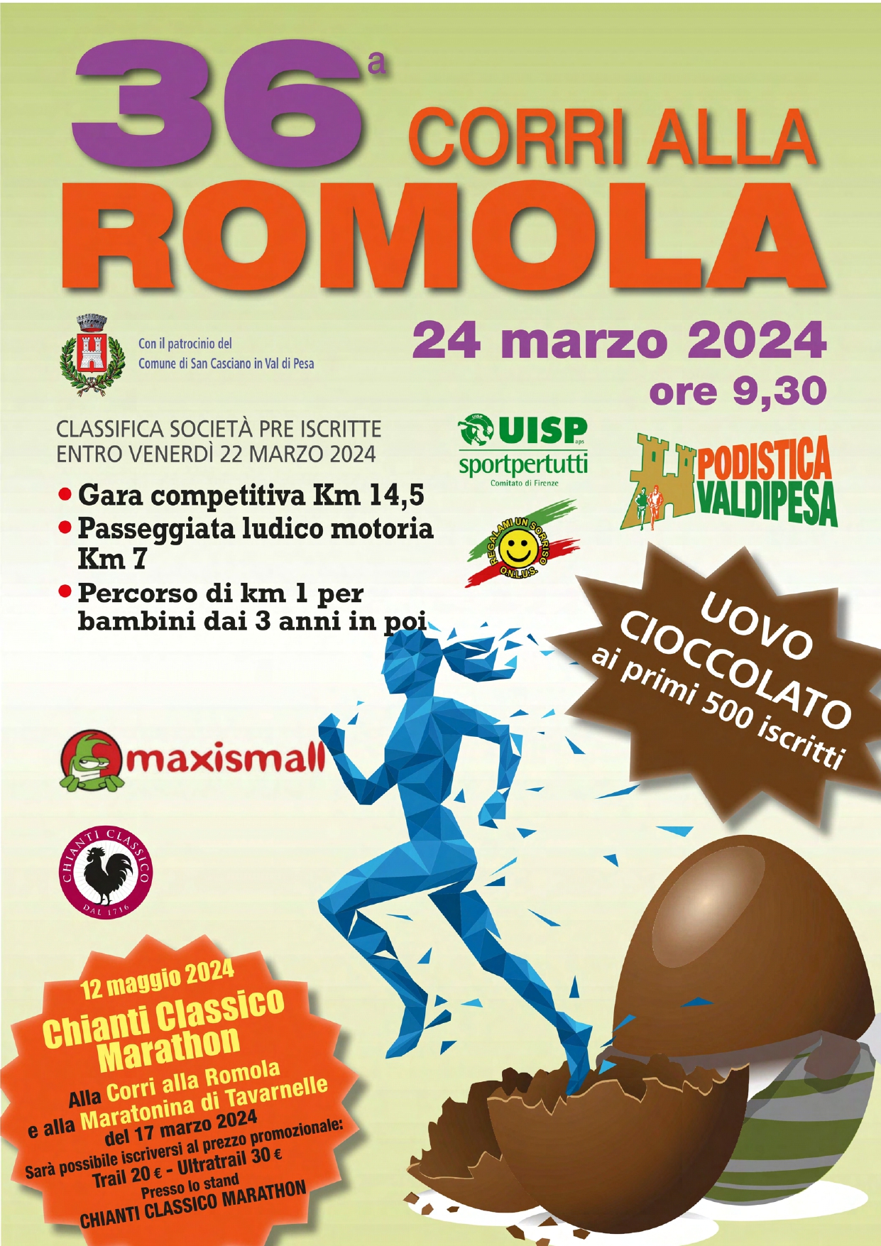 Maratonina di Tavarnelle e Corri alla Romola: iscrizioni con tariffa scontata alla Chianti Classico Marathon